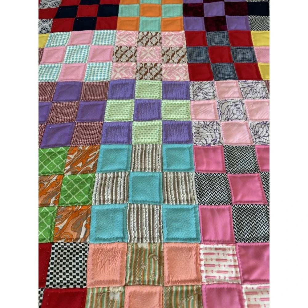 Vintage Quilt Polyester Patchwork 83 X 90